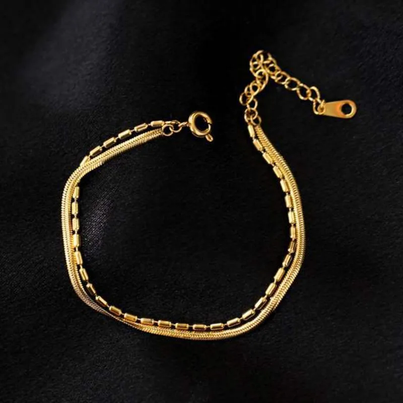 

Trendy joyería acero inoxidable mujer бѬасле Jewelry Multi-Layer Golden 18 K Plated Bracelets for Women Bridesmaid Gift